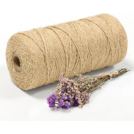 1 Ficelle Jute 2mm, Corde Naturelle Robuste 200m, Pour Jardinage Bricolage Décoration