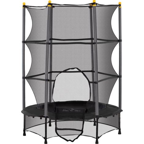 Trampoline pour enfants Ø140 cm avec filet de sécurité, acier et plastique, charge max 50 kg, noir, intérieur et extérieur (1/5)