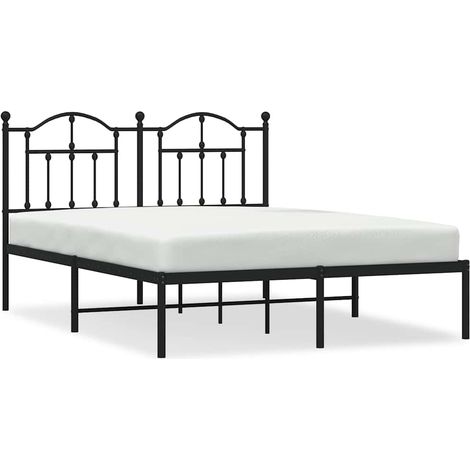 Maison Exclusive - Cadre de lit métal sans matelas avec tête de lit noir 140x190cm (1/5)