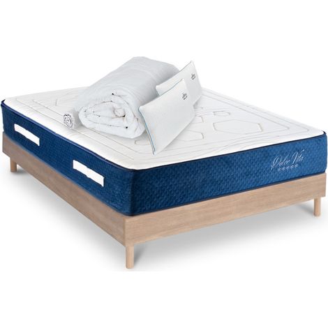 Ensemble Matelas Dolce Vita Ressorts ensachés Accueil mémoire + sommier + accessoires - 180 x 200 (1/5)