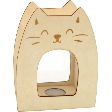 Tirelire - Chat - Bois naturel - Personnalisable - 11 x 5 x 14 cm