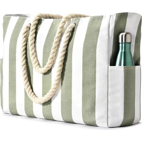 Borsa da nuoto da donna: impermeabile e resistente alla sabbia, con ampia fantasia a righe e chiusura a cerniera.