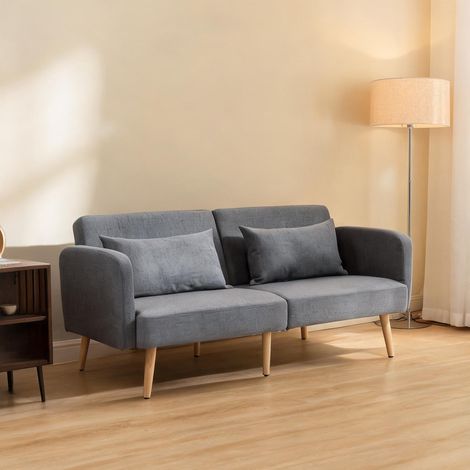 Canapé convertible 3 places en tissu gris 170 x 83 x 80 cm (1/5)