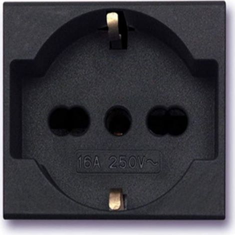 Presa AVE 45390/15TS Schuko Bipasso Noir S45 2P+T 10/16A Colore Nero (1/2)