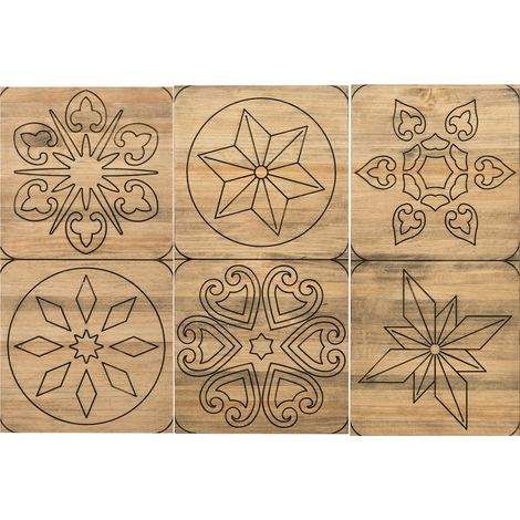Cabecero de 3 piezas diseño hidráulico CU303 CU304 y CU305 120x80cm en madera maciza de pino con acabado efecto vintage Box Furniture (1/5)