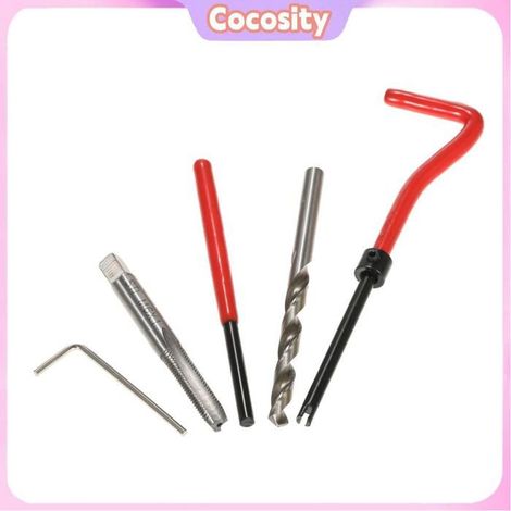 Cocosity kit d'insert de réparation de filetage métrique Kit d'insertion de réparation de filetage auto outillage Argent M6 -1 (1/5)