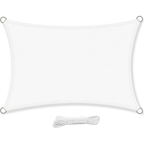 Waterproof rectangular shade sail with UV protection. 4x3 m shade sail for garden, terrace or patio. White (1/4)