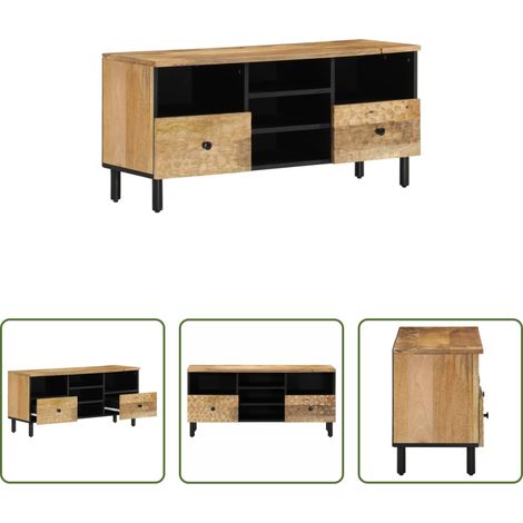 Bois de manguier - Meuble TV 100x33x46 cm bois massif de manguier (1/5)