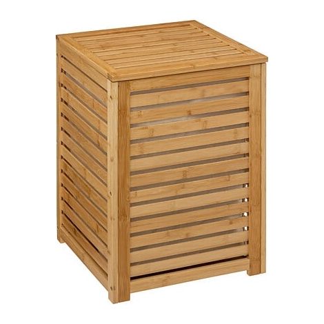 5Five Simply Smart – Panier à linge en bambou naturel 65L – Dimensions 40x40x58 cm – Sac amovible inclus – Rangement élégant pour salle de bain (1/10)