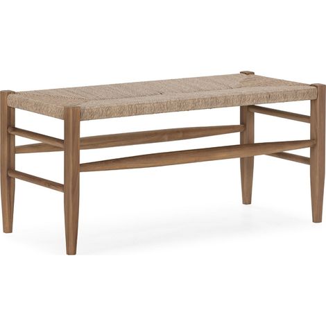 Banc en teck et jacinthe d'eau synthétique naturel élégant - Naturel bois clair et beige (1/3)
