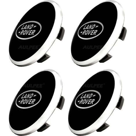 Enjoliveur de moyeu avec logo central 62 mm en ABS compatible avec les accessoires Land Rover (LR noir - noir) (1/4)