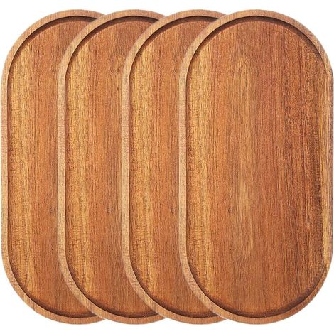 Lot de 4 Plateaux de Service ovales en Bois de 30 x 14 cm pour Dessert, collation, Pain, Fruits, apéritifs (1/5)