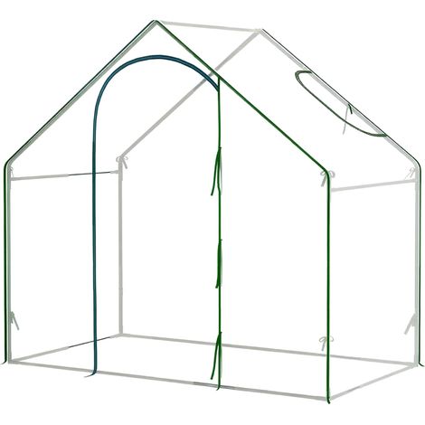 Invernadero de jardín compacto 180x100x168 cm de acero y PVC verde, fácil de montar (1/5)