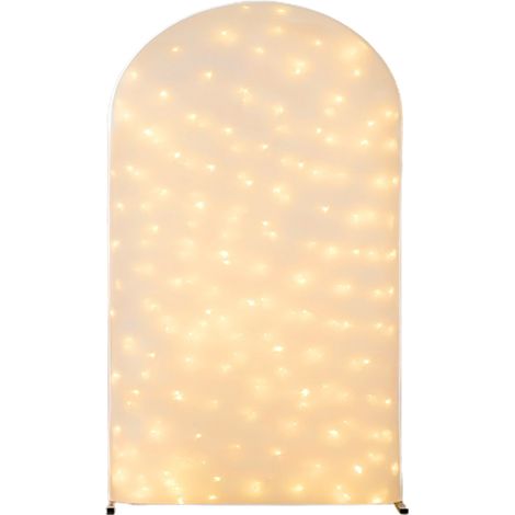 Arche lumineuse avec filet de pêche LED, décoration d'ambiance nocturne clignotante, arche pour mariage en extérieur (couleur champagne avec lumières - 220 x 120 cm, cadre non compris) (1/2)