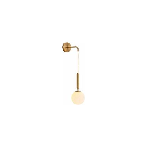 Applique murale moderne avec abat-jour en verre suspendu E27, lampe de chevet nordique minimaliste pour chambre à coucher (laiton blanc) (1/5)