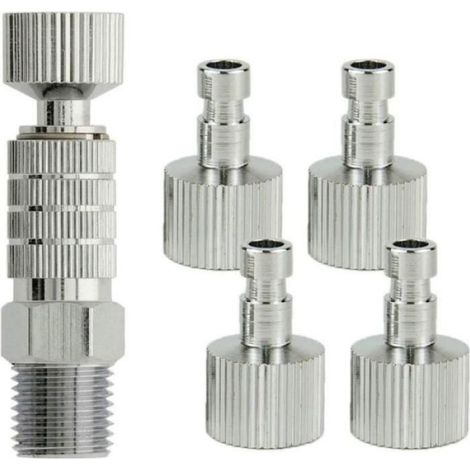 Adaptateur Raccord Deconnexion Rapide Aérographe - 1/8 Pouces Mâle-Femelle - Pour Système Air Comprimé - 5 Pièces (1/4)