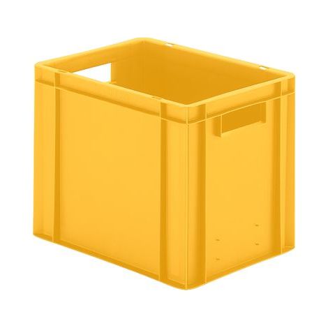 LA-KA-PE Transport-Stapelkasten B400xT300xH320 mm gelb, geschlossen mit Griffloch