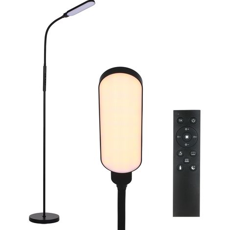 Lampadaire LED sur pied moderne avec lumière de lecture, 9 niveaux de luminosité et 5 teintes, commande tactile et télécommande pour salon chambre bureau (1/3)