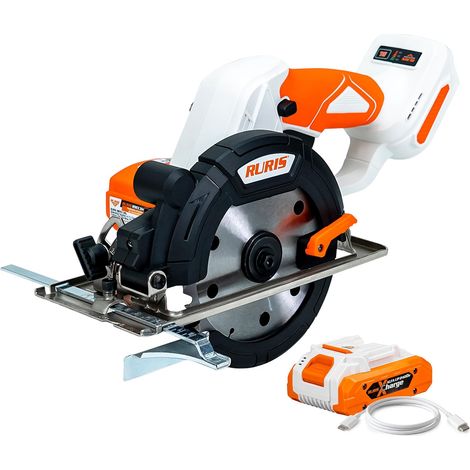 Scie circulaire sans fil 20V - Moteur brushless 6800 tr/min - Disque 140 mm - Profondeur et angle de coupe réglables - Kit avec batterie 4Ah - Ruris (1/5)
