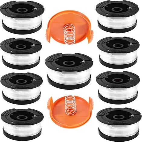 Bobine Fil Coupe Bordure pour Black et Decker Coupe-Bordures, Bobines A6481 A6485 Compatible avec Black et Decker Af-100, 9 Bobine de Fil Debroussailleuse avec 2 Couvercle de Bobine et 2 Ressort (1/5)