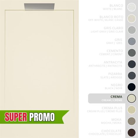 SOULBATH Plato de Ducha - Resina - Gel Coat - Textura Liso/Piedra - CREMA - Antideslizante - 110x80- Extraplano 3cm - Incluye Válvula desagüe y Rejilla- Diseño elegante (1/5)