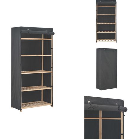 Garde-robe Gris 79 x 40 x 170 cm Tissu - Armoire Tissu - Rangement Vêtement - Placard Tissu - Dressing Portable - Organisateur Vestiaire (1/5)