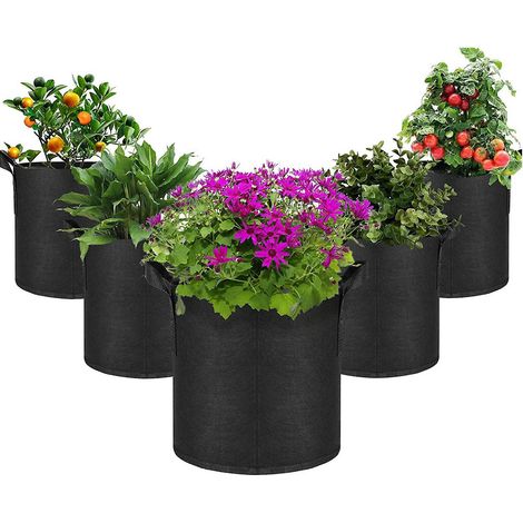 Lot de 5 sacs de culture en tissu non tissé de 10 gallons (environ 38 litres) pour semis, pots de plantation respirants, culture de pommes de terre avec Leng (1/5)