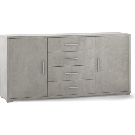 Mobile 2 Ante 4 Cassetti 174x84x41 cm Cemento (1/2)