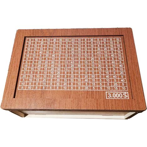 Tirelire en Bois avec Compteur, Objectif Épargne 3000, Design Rétro, Brun Clair, 20x14.5x6.5cm (1/5)