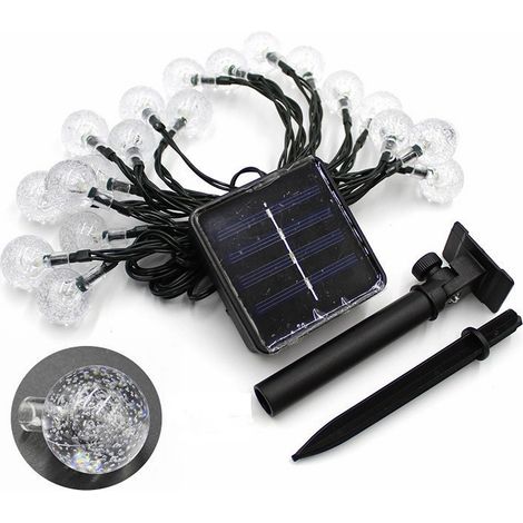 Solar-Lichterkette mit Blasenmuster, Weihnachtsbeleuchtung, wasserdichte Deko-Campingbeleuchtung, LED-Lichterkette, weißes Licht (1/5)