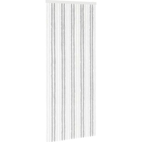 vidaXL Rideau anti-insectes en chenille Gris clair et blanc