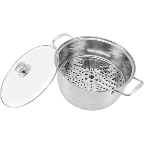 Casserole à vapeur en acier inoxydable, multifonctionnelle, épaisse, multicouche, grande capacité, en martensite, avec couvercle en verre double paroi (1/5)