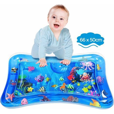 Ensoleille – Tapis d'eau bébé gonflable 65 x 50 cm – PVC sans BPA – Jouets flottants en mousse – Développement musculaire et coordination œil-main (1/5)