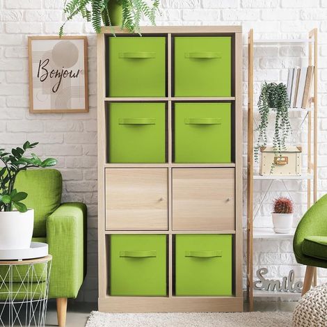 Boîte de rangement pliable - Boîte de rangement en tissu - Boîte de rangement avec poignée - Panier de rangement divers - Organisateur de rangement - Lot de 6 cubes de rangement pliables - Panier de r (1/2)