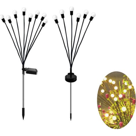 Confezione da 2 Luci Solari per Esterno, Picchetto da Giardino con 8 Luci Led Calde 2400K