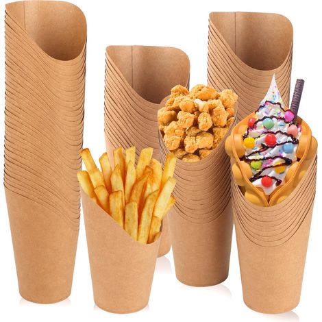 100 Pièces Pote Fites Tasses,Conets Fites, écipients à Fites Incliné, Pote-Gobelets en Papie Kaft pou Fites Bonbons Sacs de Fête Annivesaie,Popcon Gaufes (1/5)
