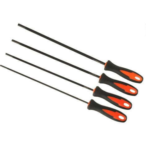 4-teiliges Kettensägenfeilen-Set, Kettensägenfeile, Pferdefeile für Kettensägen, Feile mit Griff, erhältlich in 4 Größen: 3,2 mm, 4,0 mm, 4,8 mm, 5,5 mm, geeignet für Heimwerker-Kettensägen (1/5)