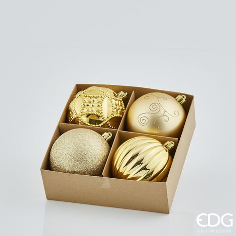 EDG Enzo De Gasperi Palla Natale Poly Mix D 10 Cm Cf 4 Pz Light Gold