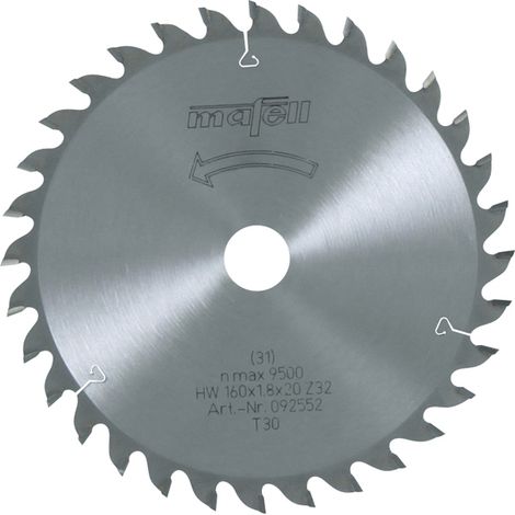 Mafell – Lame de scie circulaire 160mm 32 dents pour bois dur – Alésage 20mm – Épaisseur 1,8mm – 92552