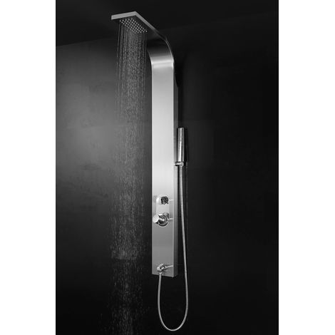 MARWELL Pannello doccia Care cromato, 150 x 15 cm, colonna doccia in acciaio inox spazzolato, set doccia con 2 diverse funzioni doccia, doccia a pioggia e doccetta (1/5)