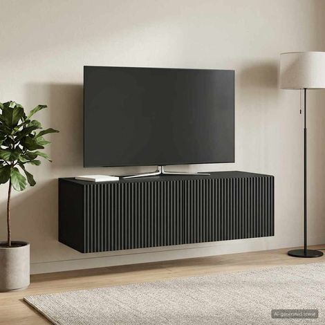 Wandmontierter TV-Schrank Schwarz 98 x 41 x 30 cm Holzwerkstoff (1/5)