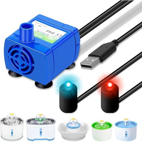 Cat Fountain Replacement Pump Water Pumps: Ultra Quiet LED Mini Pet Water Pumps, Replacement Pump for Fountain (1/5)