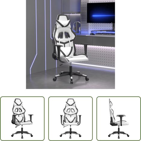 Massagestuhl - Gaming-Stuhl mit Massagefunktion Weiß und Schwarz Kunstleder (1/5)