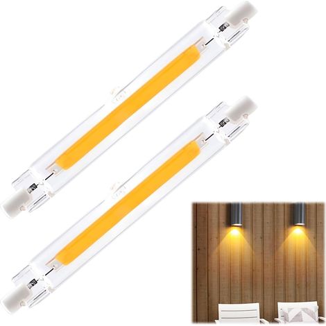 Ampoule R7S LED 118mm, 2 pièces R7S LED 118mm Dimmable, R7S LE D 118 mm, Sans Scintillement,Blanc Chaud 3000K 1000LM,AC 220-240V,Éclairage à Faisceau 360° (1/5)