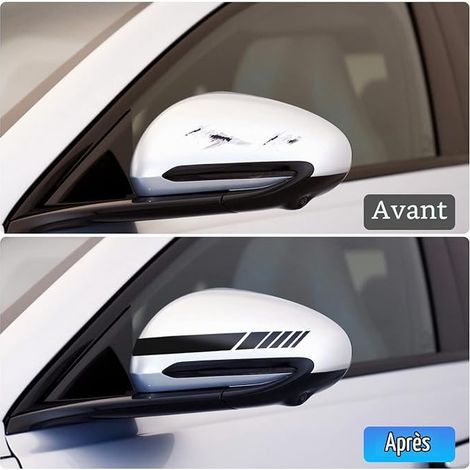 Car Rear View Mirror Stickers, Universal Modified Vinyl Stripe Decal Decoration Auto Racing Body Side Stripe Decal for Cars SUV Vehicles, Black (20 x 2 cm) (1/4)