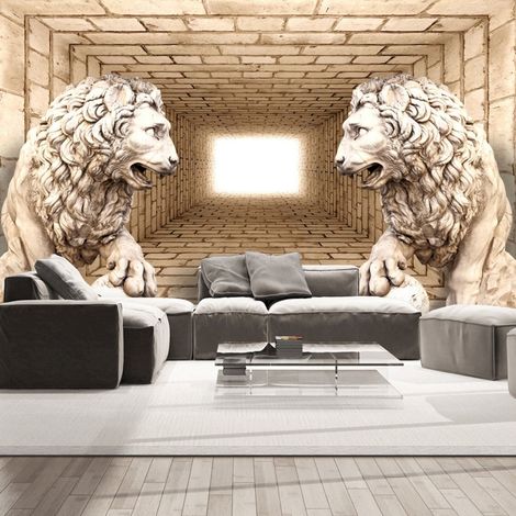 Papier peint adhésif Des lions Mystère - 147 x 105 cm (1/4)