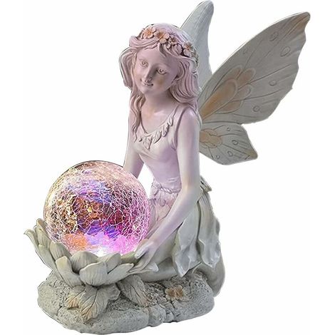 Elf Garden Figurines Solar Glass Balls Solar Lighting Statue Garden Solar Figurines Fairy Statue Decoration (1/4)