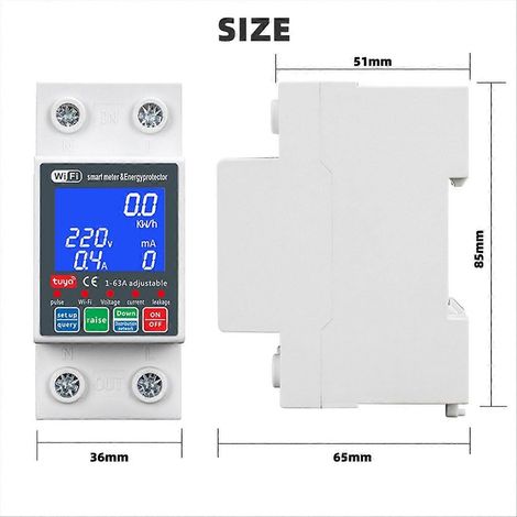 Tuya WTDZW-63A 220V Intelligenter Leitungsschutzschalter, Photovoltaik-Solarschutz, Fernsteuerung per App, automatischer Schalter für elektrische Installationen (1/5)