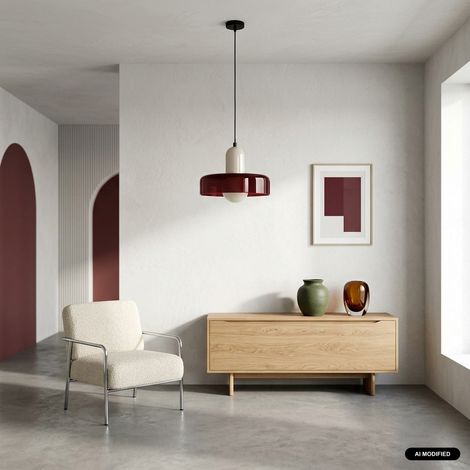 sweeek - Suspension intérieur verre et métal Ø25cm bordeaux - Charles (1/3)