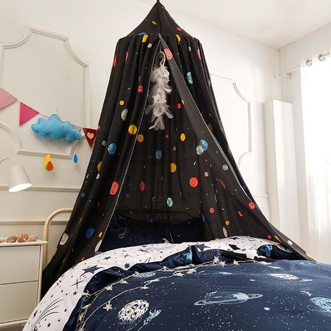 Housse de lit suspendue pour chambre d'enfant moustiquaire voyage enfants dôme rond princesse Planet 65 cm (1/5)